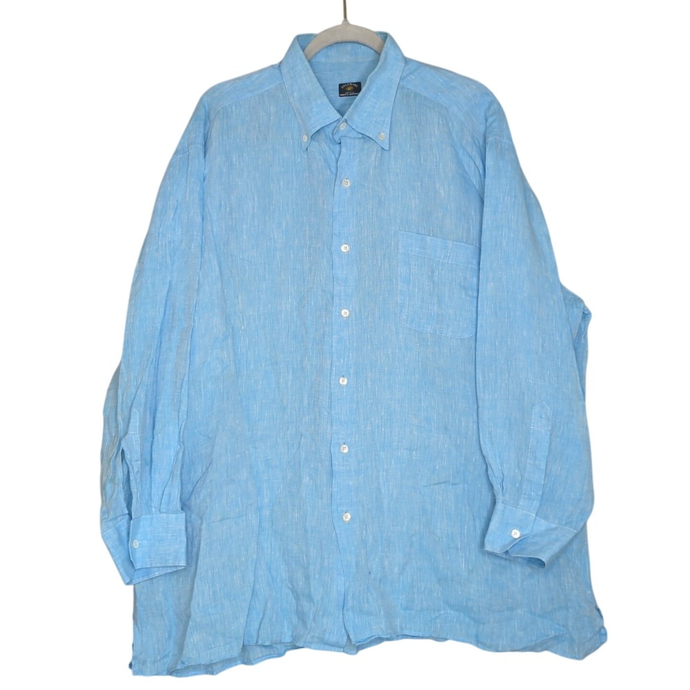 Solemare Maus & Hoffman XXL Blue Linen‎ Button Down Shirt Mens Italian Coastal